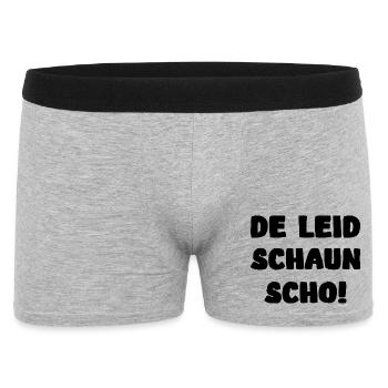 De Leid schaun scho Bayern Dialekt Spruch - Männer Boxer Shorts - Grau meliert - Vorne