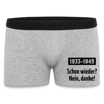 1933-1945 – Schon Wieder? Nein, Danke! (Black) - Männer Boxer Shorts - Grau meliert - Vorne