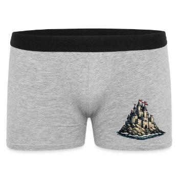 Inselburg aus Steinen am Meer - Männer Boxer Shorts - Grau meliert - Vorne