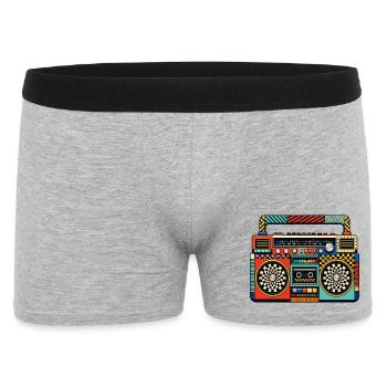 Retro Boombox Farbenspiel - Männer Boxer Shorts - Grau meliert - Vorne