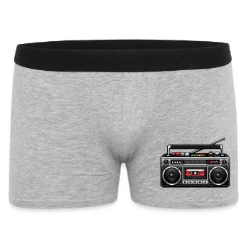 Retro Boombox Grafik - Männer Boxer Shorts - Grau meliert - Vorne