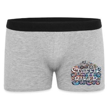 Staffie-Biker 4 - 130 - Männer Boxer Shorts - Grau meliert - Vorne