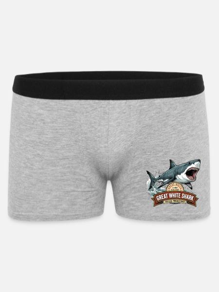 Weißer Hai/menschenfressender Hai - Männer Boxer Shorts - Grau meliert