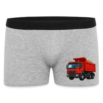 Roter Kipplader Cartoon-Design - Männer Boxer Shorts - Grau meliert - Vorne