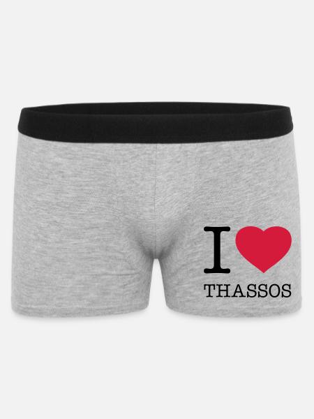 I LOVE THASSOS - Men's Boxer Shorts - heather grey