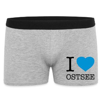 I LOVE OSTSEE - Männer Boxer Shorts - Grau meliert - Vorne