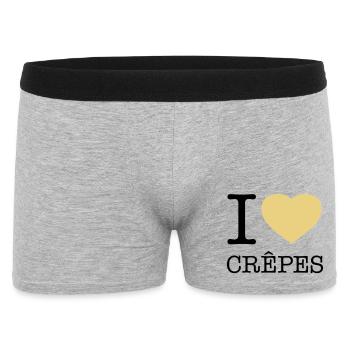 I LOVE CREPES Pfannkuchen - Männer Boxer Shorts - Grau meliert - Vorne