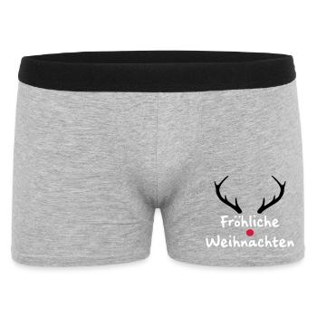 Fröhliche Weihnachten Rentier Weihnachtsgeschenk - Männer Boxer Shorts - Grau meliert - Vorne