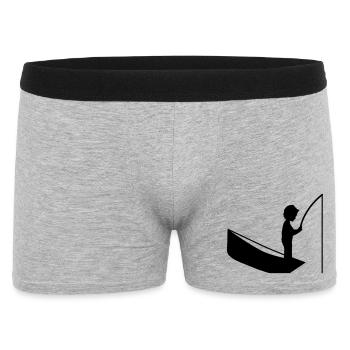 Eine Junge mit einer Angel - Männer Boxer Shorts - Grau meliert - Vorne