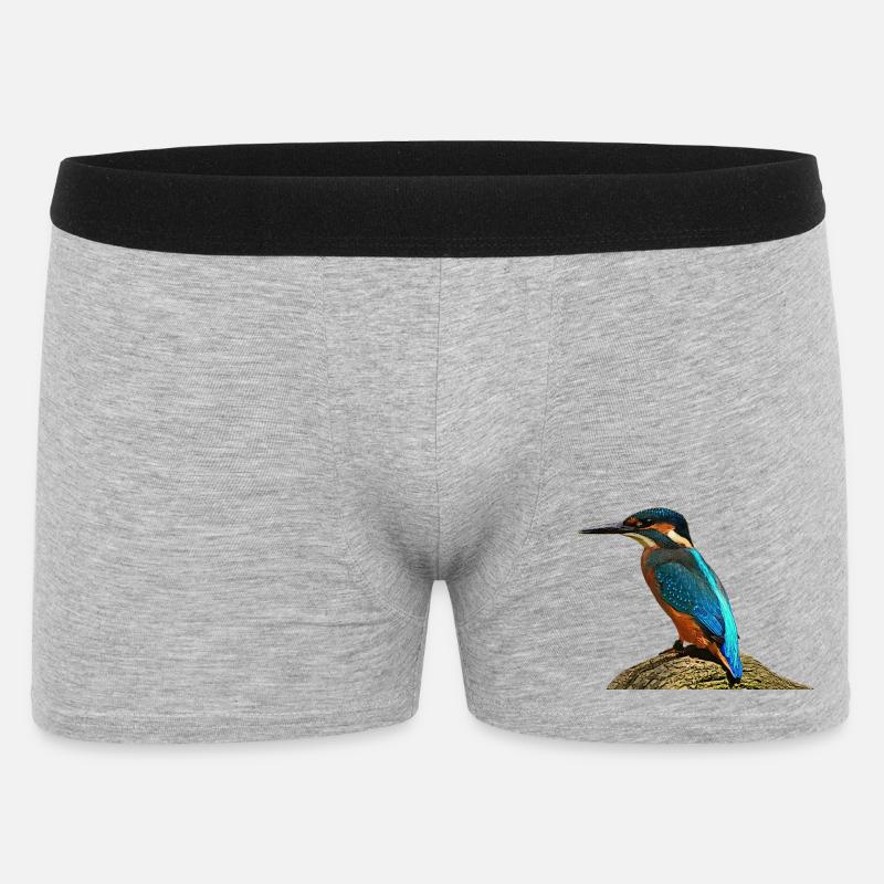 coole vögel, fischendes Eisvogel männchen - Männer Boxer Shorts - Grau meliert