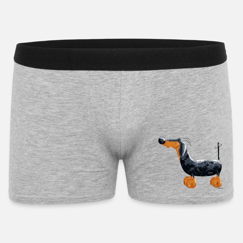 Da steht ein Dackel - Männer Boxer Shorts - Grau meliert