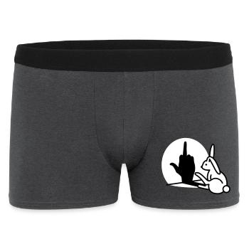 Rabbit Shadow Hand FUCK OFF Middle Finger Rabbit - Men's Boxer Shorts - charcoal grey - Front