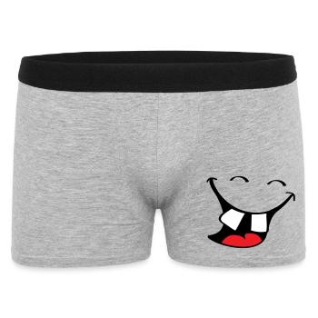 Grand sourire. Bouche heureuse et souriante, visage des lèvres. - Boxer Homme - gris chiné - Devant