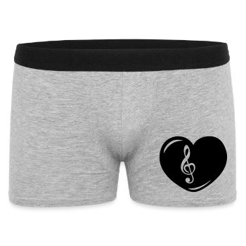 Cœur avec clé de musique - Boxer Homme - gris chiné - Devant