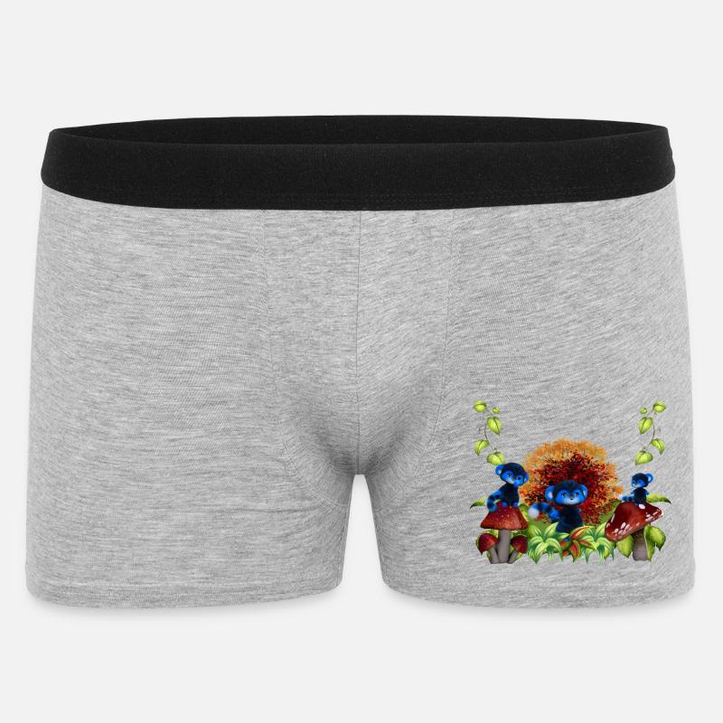 Herbstwald-Blaue Affen - Männer Boxer Shorts - Grau meliert