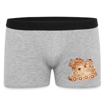 decorated gingerbread locomotive for Christmas - Men's Boxer Shorts - heather grey - Front