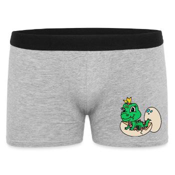Drache mit Krone aus dem Ei - Männer Boxer Shorts - Grau meliert - Vorne