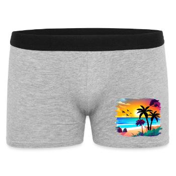 Aquarelle de plage de coucher de soleil d’été - Boxer Homme - gris chiné - Devant
