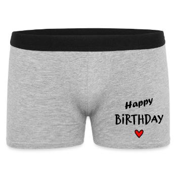 HAPPY BIRTHDAY. HAPPY BIRTHDAY. ANNIVERSARY. - Men's Boxer Shorts - heather grey - Front