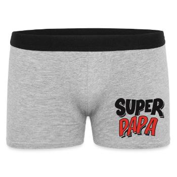 Design BD : 'Super Papa' en Bulle Comic - Boxer Homme - gris chiné - Devant