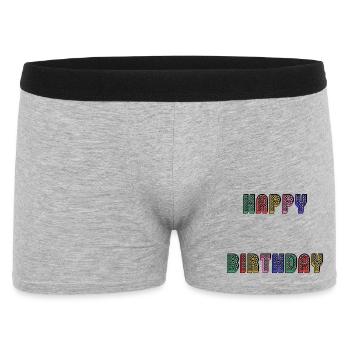 HAPPY BIRTHDAY. JOYEUX ANNIVERSAIRE. ANNIVERSAIRE. - Boxer Homme - gris chiné - Devant