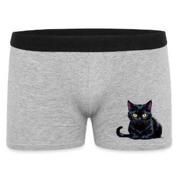 Nachtkatzensilhouette in Blau - Männer Boxer Shorts - Grau meliert - Vorne