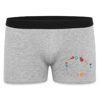 Round frame with flowers, ladybug and bird - Men's Boxer Shorts - heather grey - Front