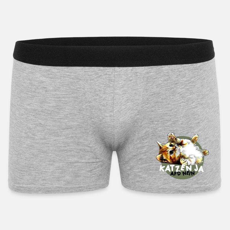 Süße Katze Ja, Partei AfD Nein - Männer Boxer Shorts - Grau meliert