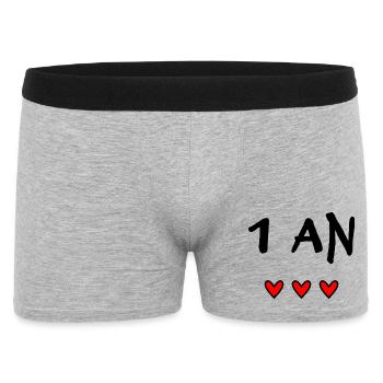 1. 1 AN. 1er ANNIVERSAIRE. ANNIVERSAIRE 1 AN - Boxer Homme - gris chiné - Devant