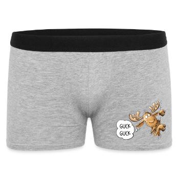 Guck Guck Elch Tiermotiv Skandinavien Elche - Männer Boxer Shorts - Grau meliert - Vorne