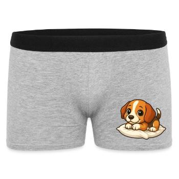 Cute Beagle Cartoon Lying Relaxing Cuddling - Men's Boxer Shorts - heather grey - Front