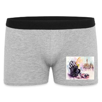 Vintage film camera in front of Berlin skyline - Men's Boxer Shorts - heather grey - Front