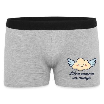 Nuage avec Ailes et Citation Inspirante - Boxer Homme - gris chiné - Devant
