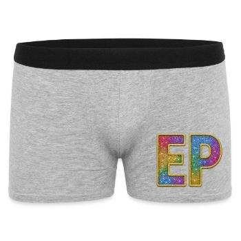 EP | Galaktischer Glitter-Initialschriftzug - Männer Boxer Shorts - Grau meliert - Vorne