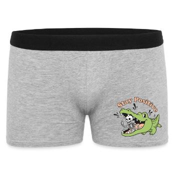 Living Crocodile and Skeleton Motif - Men's Boxer Shorts - heather grey - Front