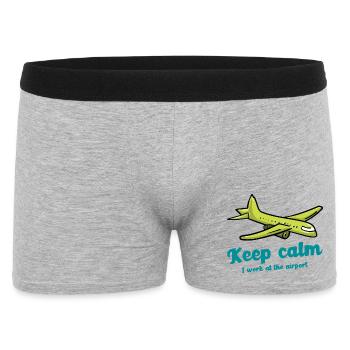 Keep calm , I work at the airport Airport Worker - Men's Boxer Shorts - heather grey - Front