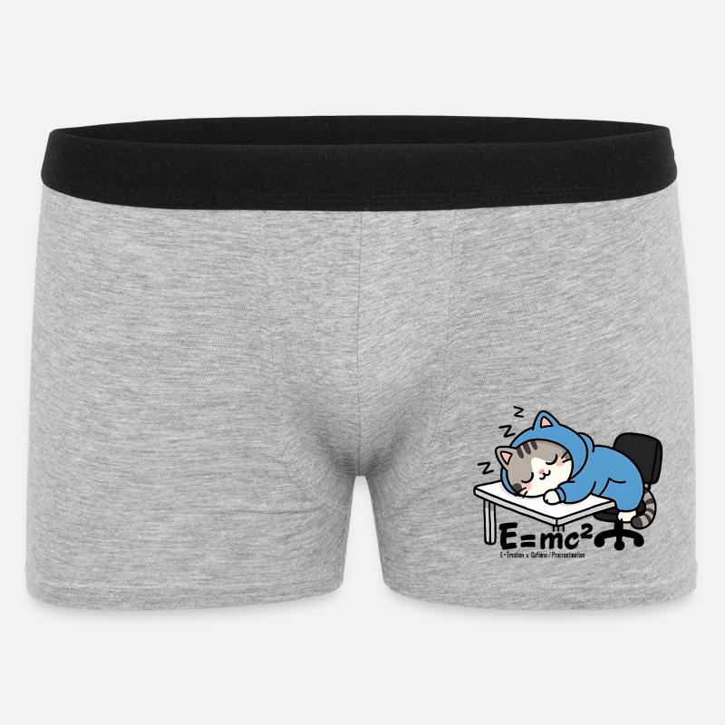 E = mc² - Sleeper Cat in Blue Pyjamas - Men's Boxer Shorts - heather grey