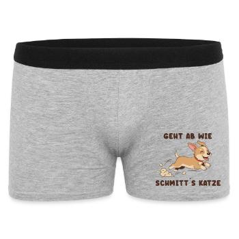 Flinker Corgi Sprint Spruch - Männer Boxer Shorts - Grau meliert - Vorne
