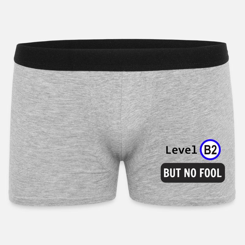 Level B2, but no fool - Männer Boxer Shorts - Grau meliert