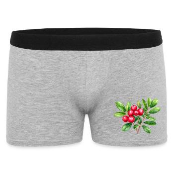 Preiselbeere – botanisches Aquarell - Männer Boxer Shorts - Grau meliert - Vorne