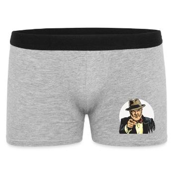 Vintage-Gangster Zeigefinger (I want you!) - Männer Boxer Shorts - Grau meliert - Vorne