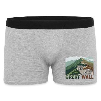 Große Mauer Chinesische Mauer - Männer Boxer Shorts - Grau meliert - Vorne
