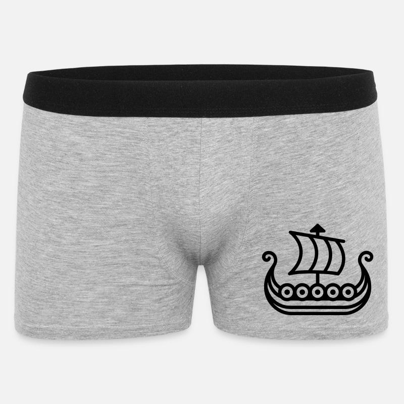 Wikingerschiff - Männer Boxer Shorts - Grau meliert