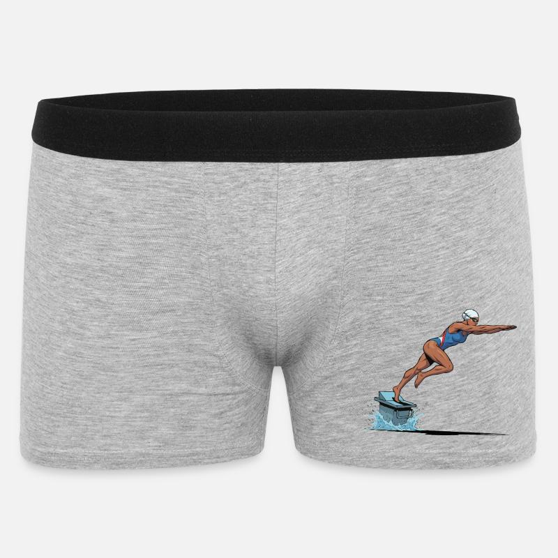Schwimmersprung auf dem Surfbrett - Männer Boxer Shorts - Grau meliert
