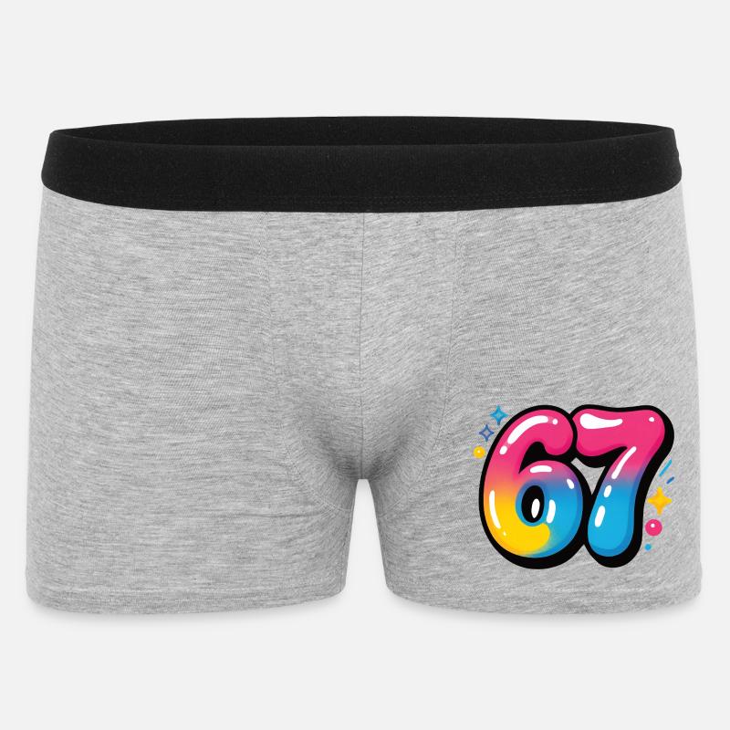 67 bunt sechs sieben bunte Luftballons - Männer Boxer Shorts - Grau meliert
