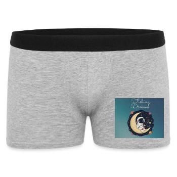 Astronaut sitz auf dem Mond und angelt Träume  - Männer Boxer Shorts - Grau meliert - Vorne