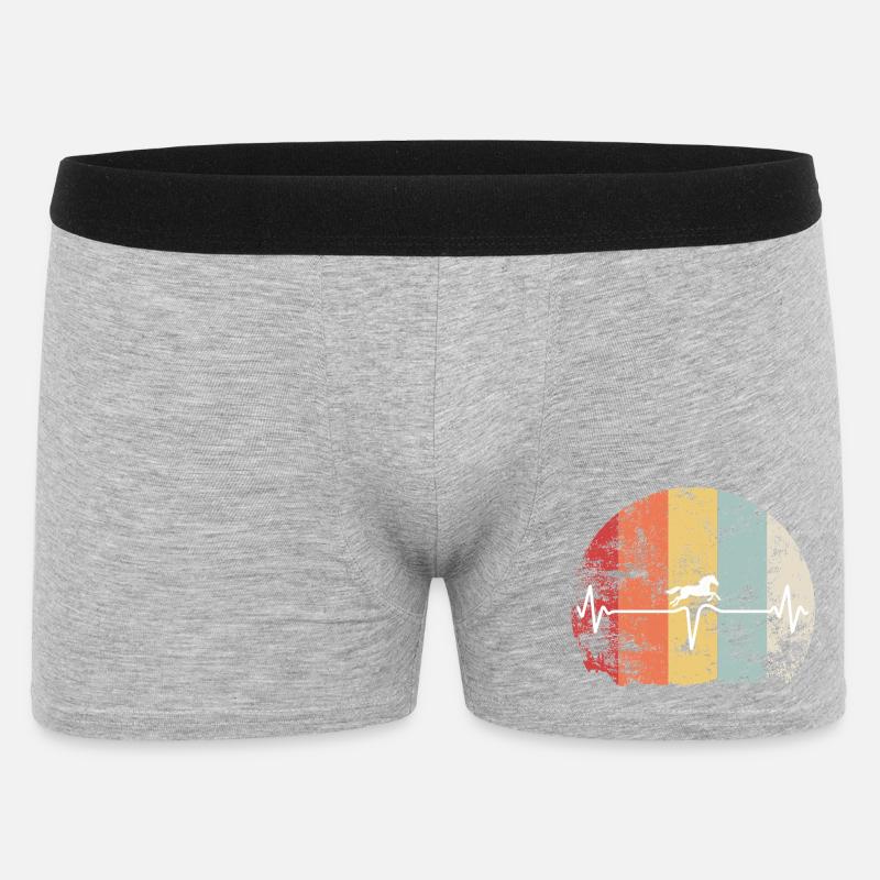 Herzschlag-Pferd im Retro Regenbogen - Männer Boxer Shorts - Grau meliert
