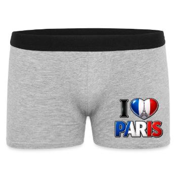 I Love Paris – Tricolor Heart and Eiffel Tower - Men's Boxer Shorts - heather grey - Front