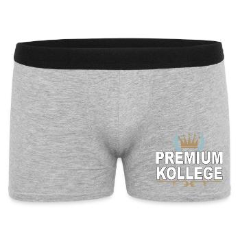 Premium Kollege - Lustiger Spruch - Männer Boxer Shorts - Grau meliert - Vorne