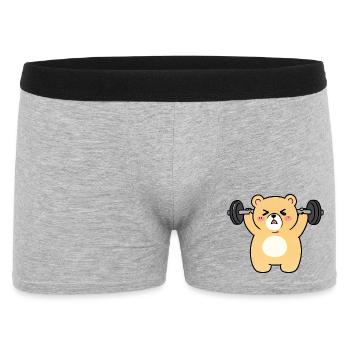 Kawaii Bear Lifts Weights - Men's Boxer Shorts - heather grey - Front
